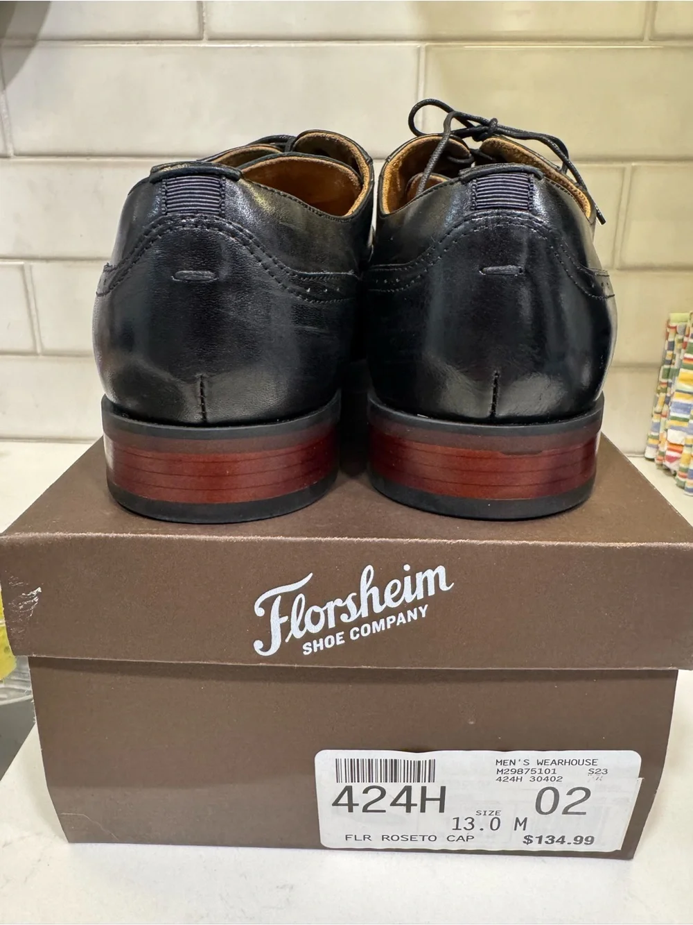 Florsheim Black Leather Cap-Toe Derby Dress Shoes